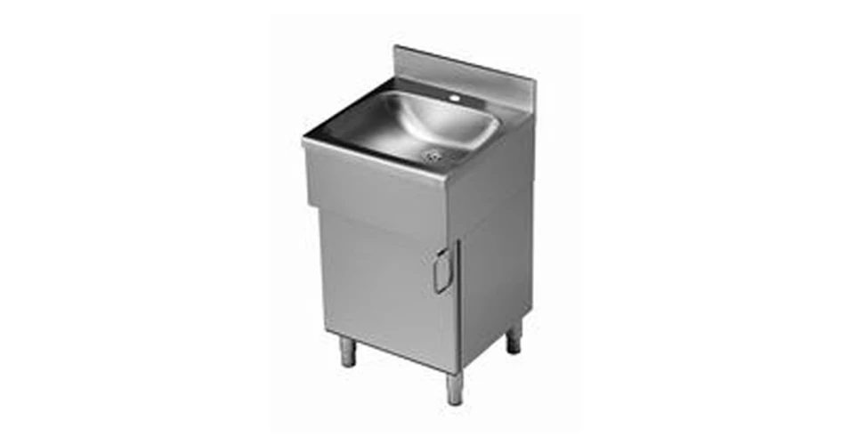 Lábon álló kézmosó csaptelep nélkül, alsó szekrénnyel – 500 × 500 mm