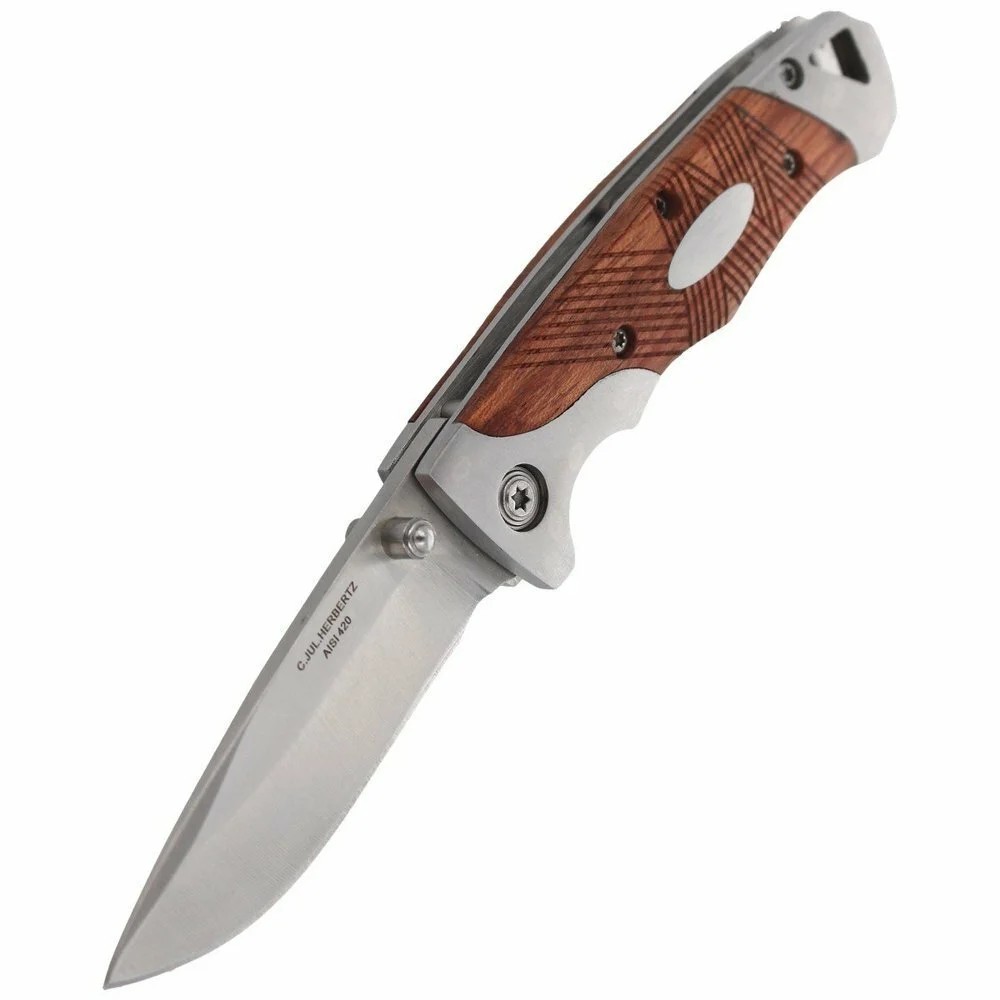 Herbertz zsebkés – fa-ezüst markolat, 7 cm – 1. kép