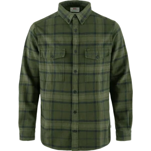 Fjällräven Övik Twill hosszú ujjú férfi ing, Deep Forest-Green, S