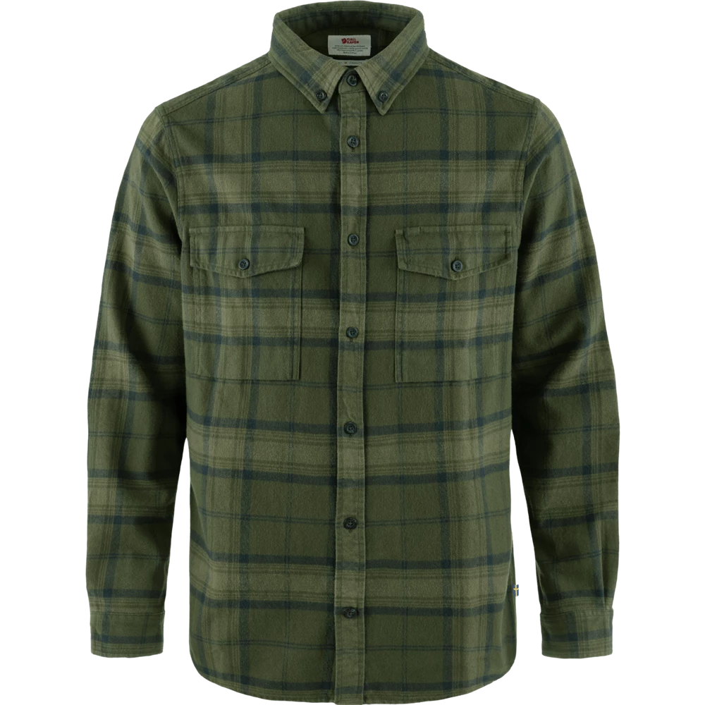 Fjällräven Övik Twill hosszú ujjú férfi ing, Deep Forest-Green, S – 1. kép